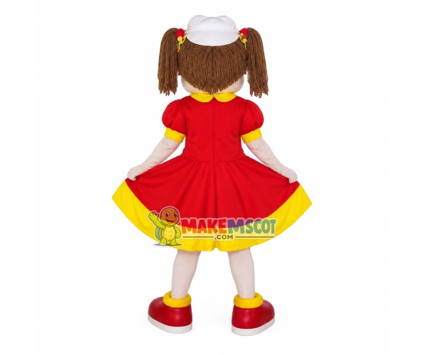 Campus Girl Singer In Red Bud Dress Mascot Costume