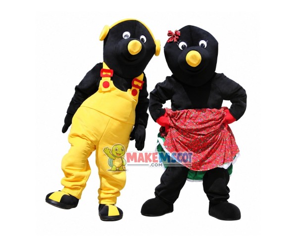Black Penguin Partner On Radio Show Mascot Costume