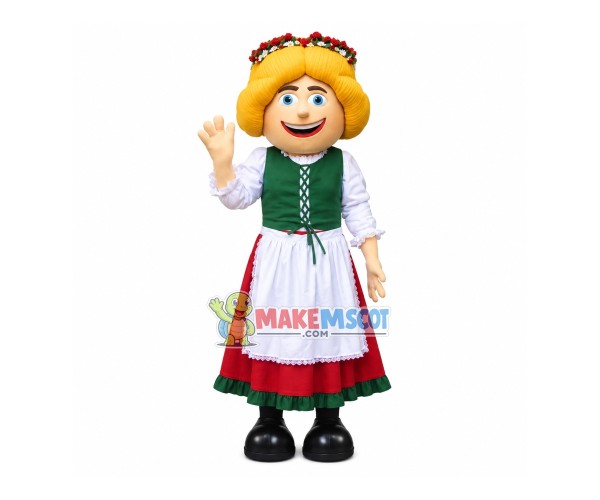 Blonde Cook Lady of Italian Restaurant Mascot Costume Blonde Cook Lady of Italian Restaurant Mascot Costume