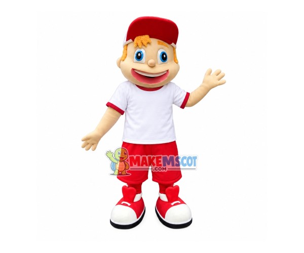 The Cheerful Boy Of Snack Restaurant Mascot Costume The Cheerful Boy Of Snack Restaurant Mascot Costume