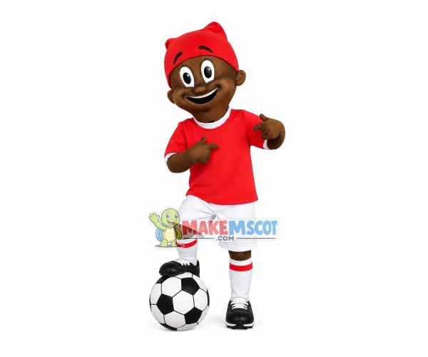 Black Boy Playing Football Mascot Costume Black Boy Playing Football Mascot Costume
