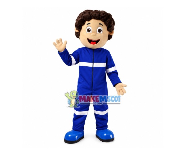 Guild Boy With Curly Hair Mascot Costume