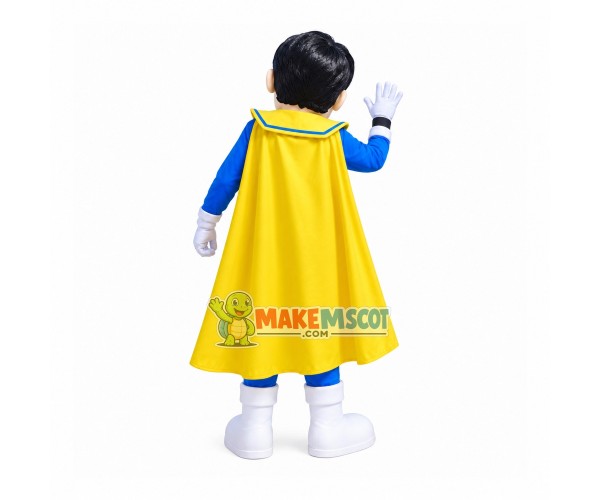 Superhero In Blue Blindfold Mascot Costume Superhero In Blue Blindfold Mascot Costume