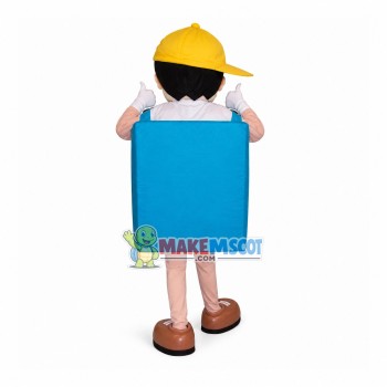 Helpful Boy Holding Big Box Mascot Costume Helpful Boy Holding Big Box Mascot Costume
