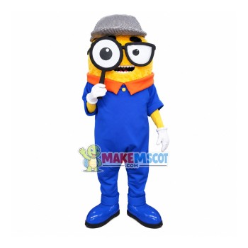 Port Inspector Holding Magnifier Mascot Costume