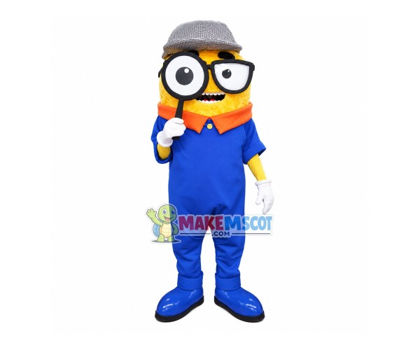 Port Inspector Holding Magnifier Mascot Costume