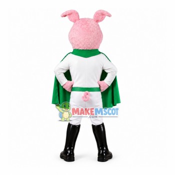 Pink Pig Wearing Super Outfit Mascot Costume Pink Pig Wearing Super Outfit Mascot Costume