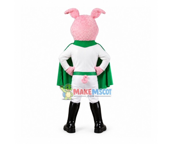 Pink Pig Wearing Super Outfit Mascot Costume Pink Pig Wearing Super Outfit Mascot Costume