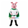 Pink Pig Wearing Super Outfit Mascot Costume