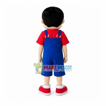 Lively Boy Wearing Ring Overalls Mascot Costume Lively Boy Wearing Ring Overalls Mascot Costume