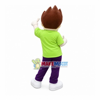 Delightful Boy In The Green Shirt Mascot Costume Delightful Boy In The Green Shirt Mascot Costume
