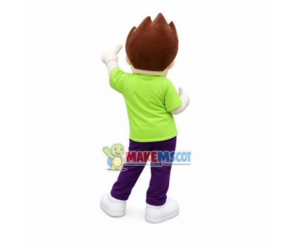 Delightful Boy In The Green Shirt Mascot Costume Delightful Boy In The Green Shirt Mascot Costume