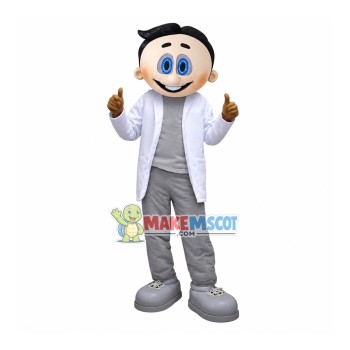 Blue Eyed Man With Smile Face Mascot Costume