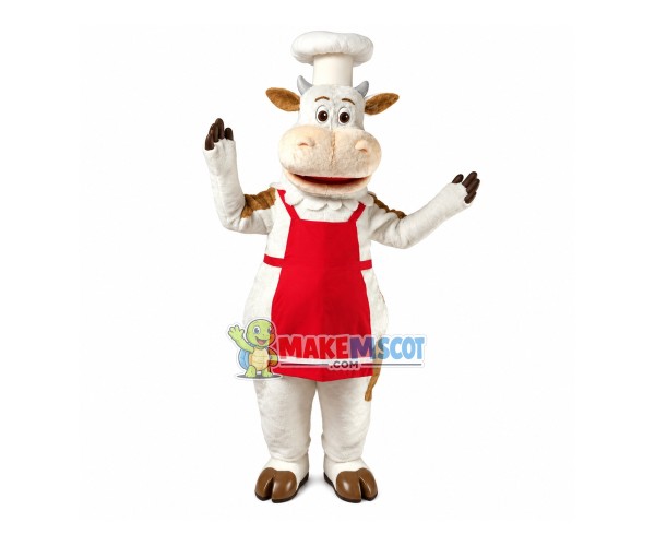 Cow Dessert Chef of Western Restaurant Mascot Costume Cow Dessert Chef of Western Restaurant Mascot Costume
