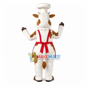 Cow Dessert Chef of Western Restaurant Mascot Costume Cow Dessert Chef of Western Restaurant Mascot Costume