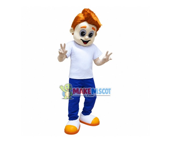 Sunny Boy With Handsome Hairstyle Mascot Costume Sunny Boy With Handsome Hairstyle Mascot Costume