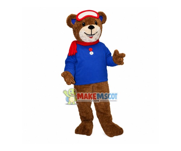 Teddy Bear In The Button Shirt Mascot Costume