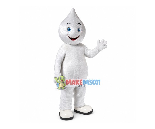 Adult Cartoon Soft White Raindrop Mascot Costume Adult Cartoon Soft White Raindrop Mascot Costume