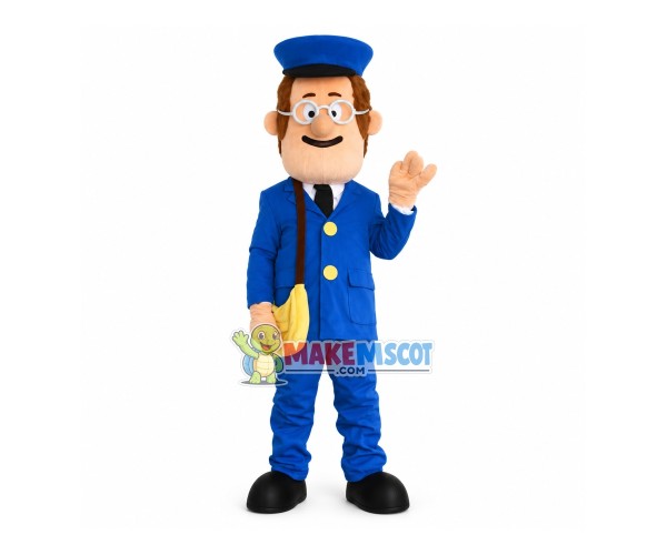 Conscientious Postman Carrying Letter Bag Mascot Costume Conscientious Postman Carrying Letter Bag Mascot Costume