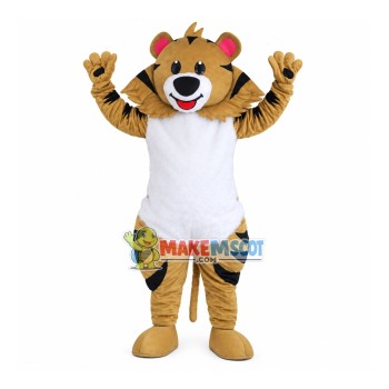 Cheering Tiger With Soft Belly Mascot Costume Cheering Tiger With Soft Belly Mascot Costume
