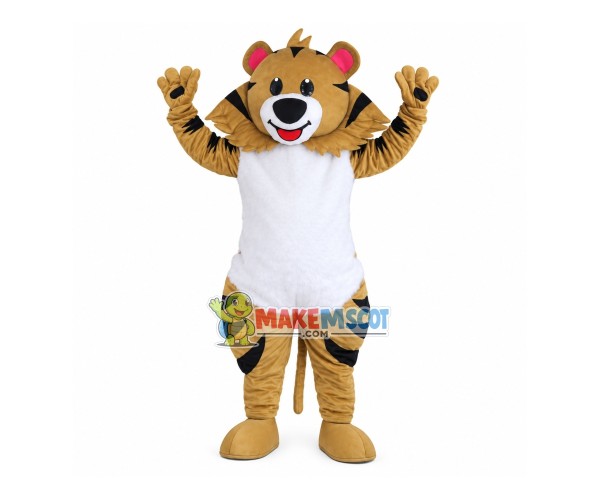 Cheering Tiger With Soft Belly Mascot Costume Cheering Tiger With Soft Belly Mascot Costume