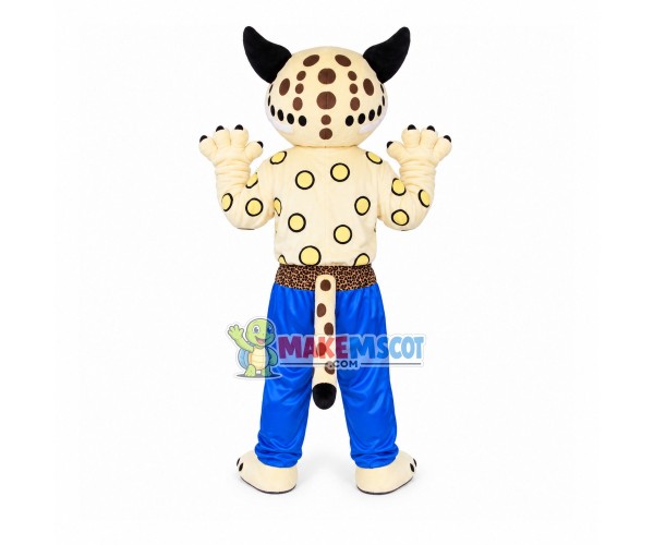 Swift Leopard With Blue Sports Pants Mascot Costume Swift Leopard With Blue Sports Pants Mascot Costume