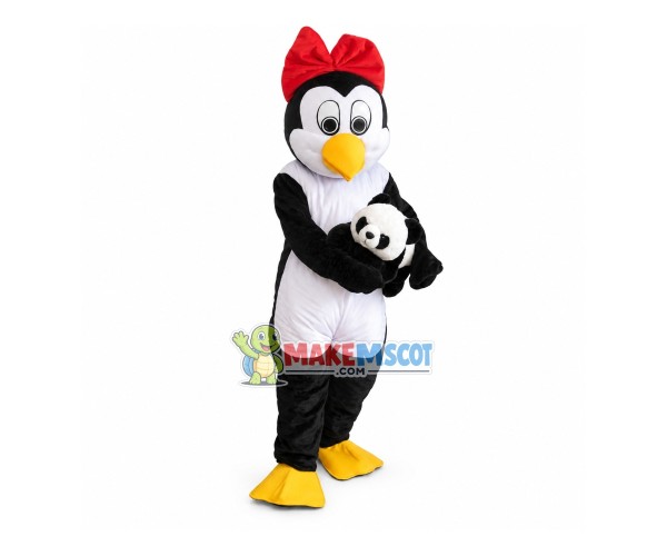 Penguin Sister Taking Care of Baby Mascot Costume Penguin Sister Taking Care of Baby Mascot Costume