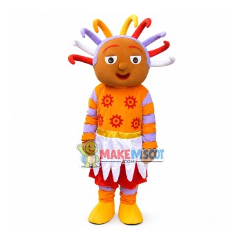 Upsy Daisy With Stamen Hair Cartoon Mascot Costume Upsy Daisy With Stamen Hair Cartoon Mascot Costume