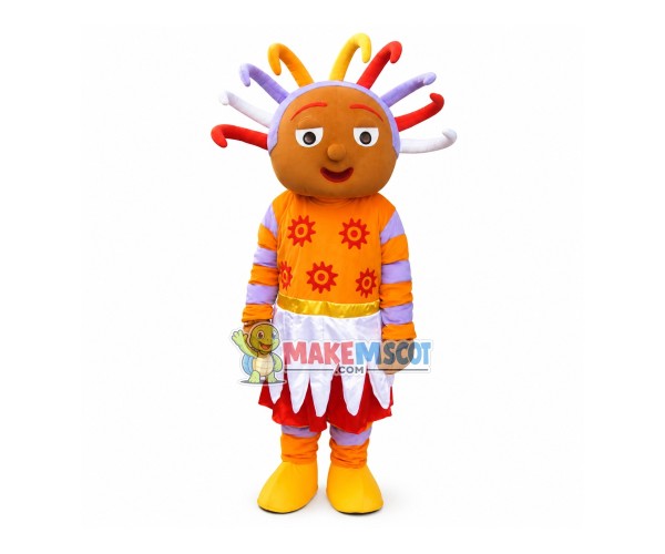 Upsy Daisy With Stamen Hair Cartoon Mascot Costume Upsy Daisy With Stamen Hair Cartoon Mascot Costume