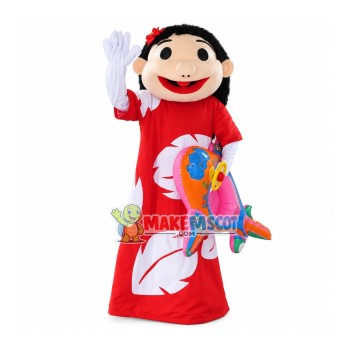 Glad Girl In The Red Long Dress Mascot Costume Glad Girl In The Red Long Dress Mascot Costume
