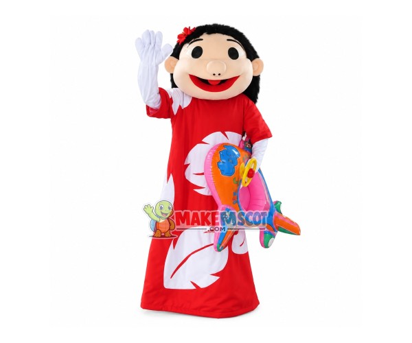 Glad Girl In The Red Long Dress Mascot Costume Glad Girl In The Red Long Dress Mascot Costume