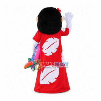 Glad Girl In The Red Long Dress Mascot Costume Glad Girl In The Red Long Dress Mascot Costume