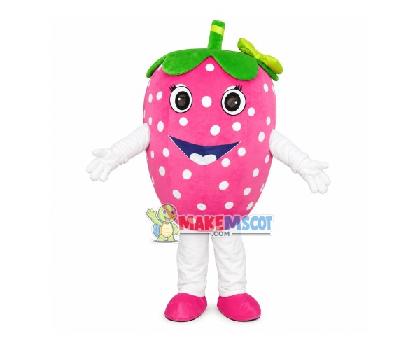 Crossbred Pink Strawberry Cartoon Mascot Costume