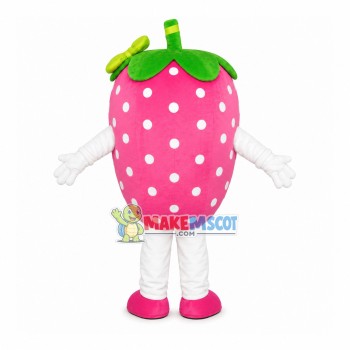 Crossbred Pink Strawberry Cartoon Mascot Costume Crossbred Pink Strawberry Cartoon Mascot Costume
