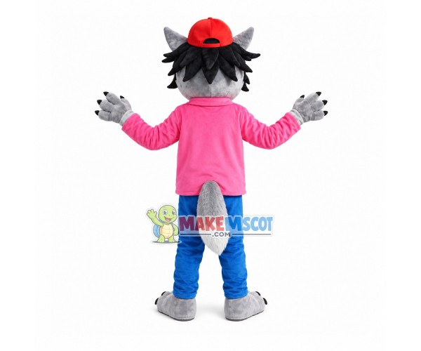 Gray Little Wolf Wearing Fashion Suit Mascot Costume Gray Little Wolf Wearing Fashion Suit Mascot Costume