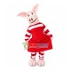 Elegant Pig In Striped Tunic Dress Mascot Costume Elegant Pig In Striped Tunic Dress Mascot Costume