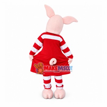 Elegant Pig In Striped Tunic Dress Mascot Costume