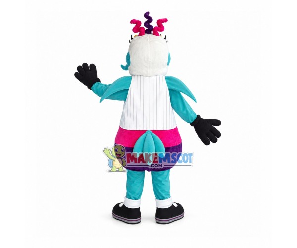 Lake Blue Bee With Curly Hair Mascot Costume Lake Blue Bee With Curly Hair Mascot Costume