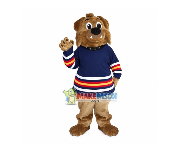Fan Bulldog Wearing Jersey Mascot Costume