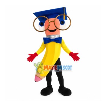 Doctor Crooked Yellow Pencil Mascot Costume