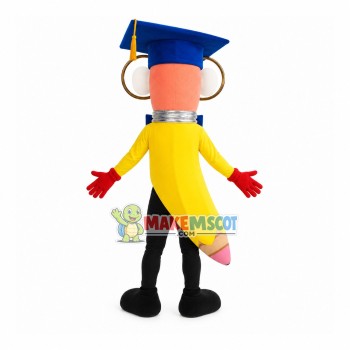 Doctor Crooked Yellow Pencil Mascot Costume