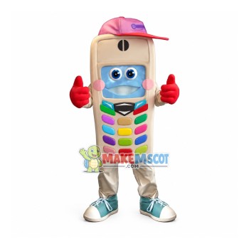 Old Version Phone With Colored Buttons Mascot Costume