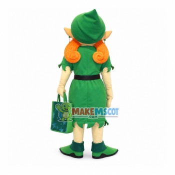 Christmas Female Elf With Blue Eyeshadow Mascot Costume Christmas Female Elf With Blue Eyeshadow Mascot Costume