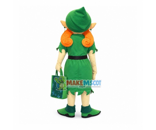 Christmas Female Elf With Blue Eyeshadow Mascot Costume Christmas Female Elf With Blue Eyeshadow Mascot Costume