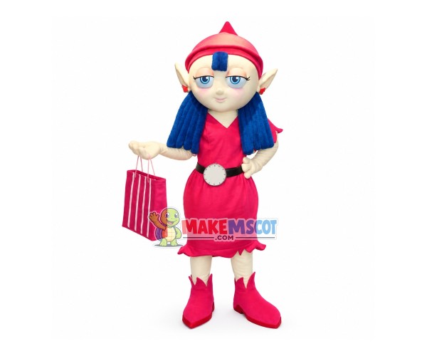 Fashionista Elf In Pink Dress Mascot Costume Fashionista Elf In Pink Dress Mascot Costume