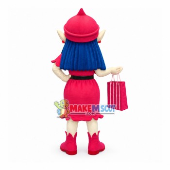 Fashionista Elf In Pink Dress Mascot Costume Fashionista Elf In Pink Dress Mascot Costume