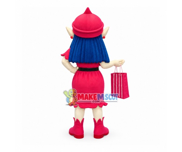 Fashionista Elf In Pink Dress Mascot Costume Fashionista Elf In Pink Dress Mascot Costume
