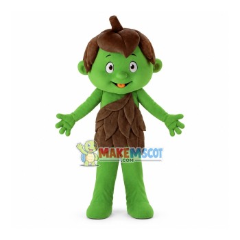 Natural Kid Wearing Brown Leaves Suit Mascot Costume Natural Kid Wearing Brown Leaves Suit Mascot Costume