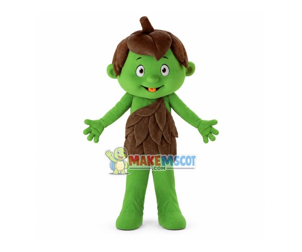 Natural Kid Wearing Brown Leaves Suit Mascot Costume Natural Kid Wearing Brown Leaves Suit Mascot Costume