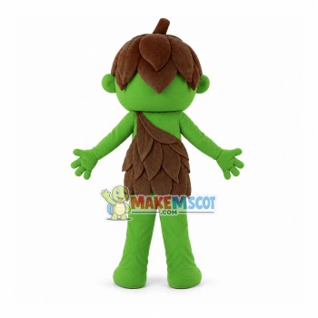Natural Kid Wearing Brown Leaves Suit Mascot Costume